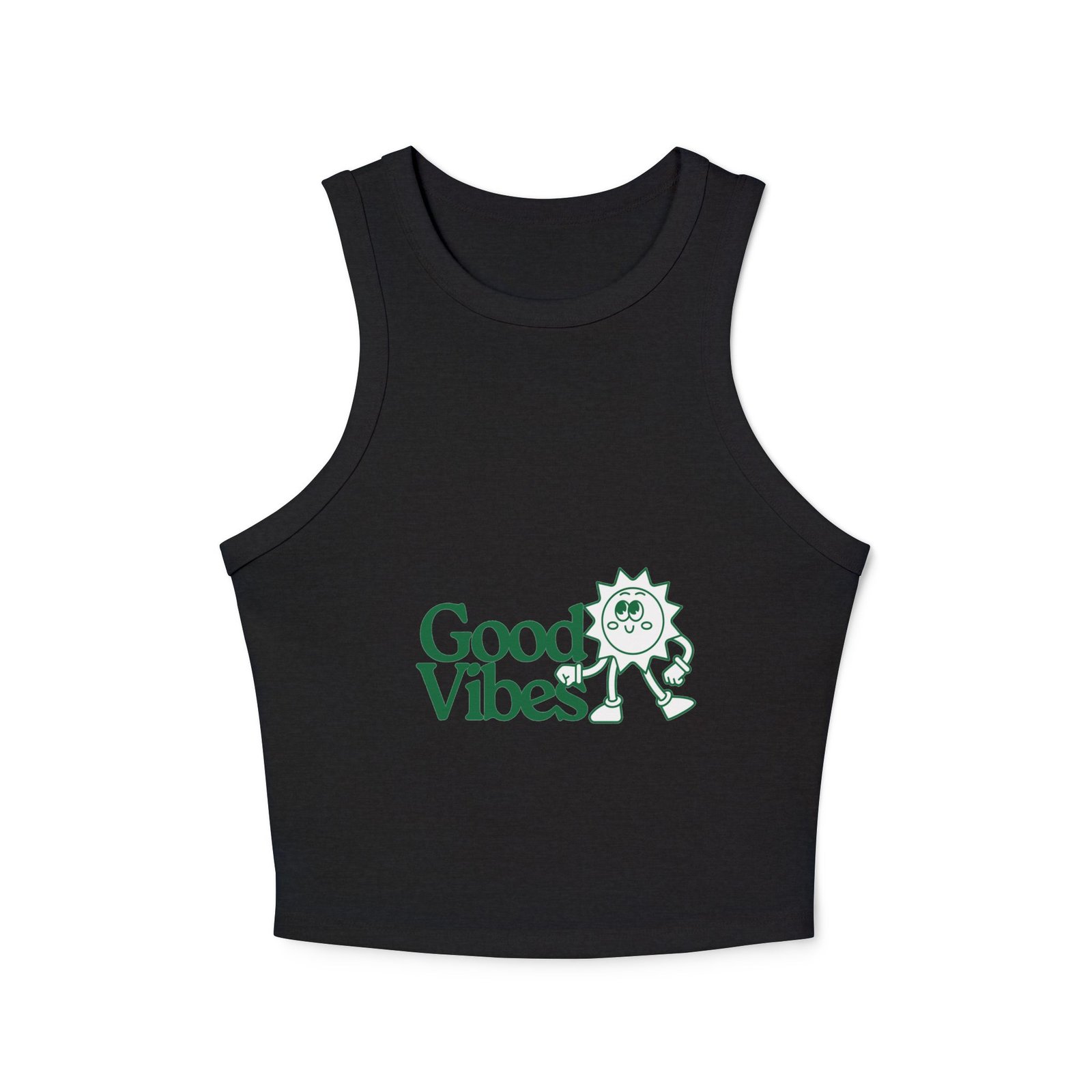 good vibes sun racer tank — women's cute graphic womens crop tank top