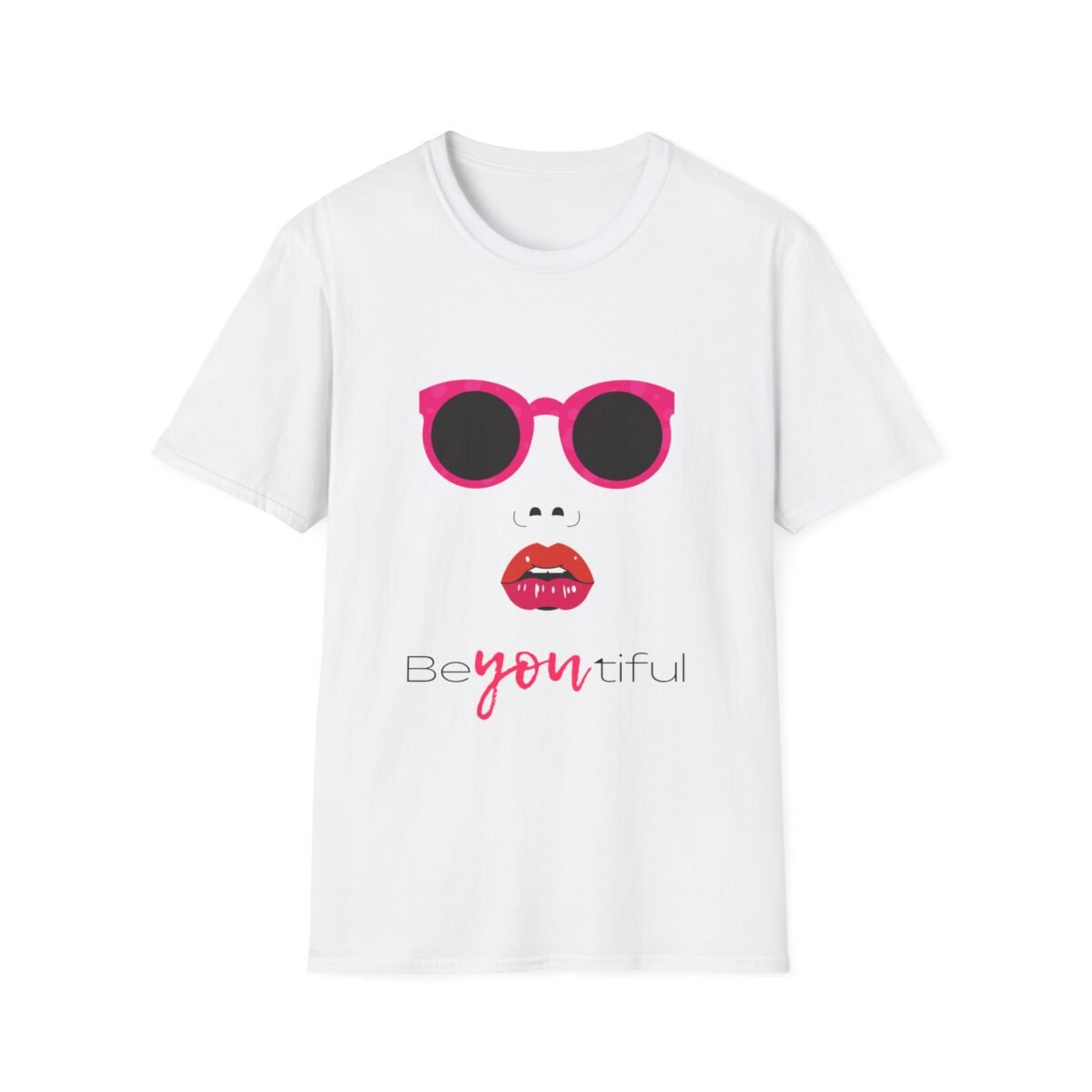 graphic women's t shirt — 'beyoutiful' pink sunglasses fashion tee
