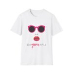 graphic women's t shirt — 'beyoutiful' pink sunglasses fashion tee