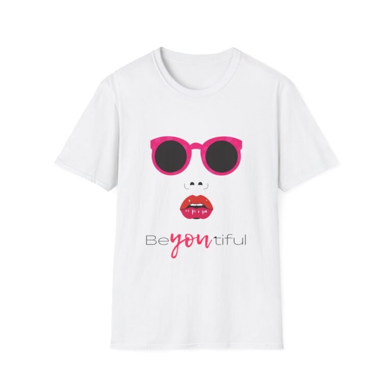 graphic women's t shirt — 'beyoutiful' pink sunglasses fashion tee
