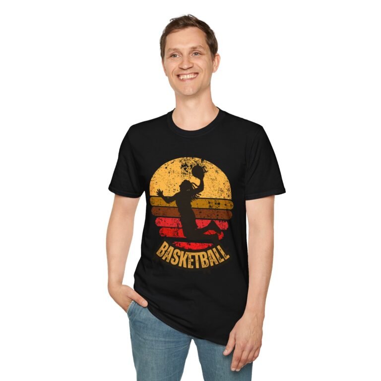 basketball sunset unisex t shirt — vintage silhouette dunk graphic