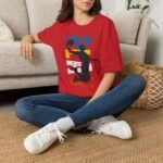 basketball silhouette unisex t shirt — retro block letter dunk design