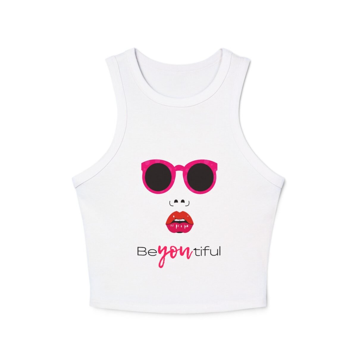 beyoutiful sunglasses & lips racer women's tank crop top