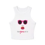 beyoutiful sunglasses & lips racer women's tank crop top