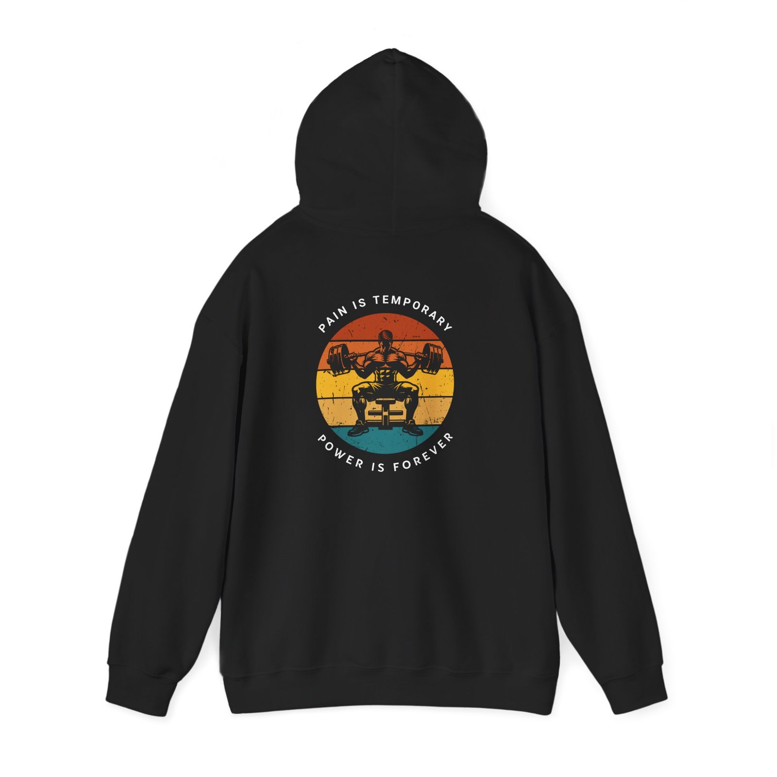 powerlifting unisex hoodie – retro 'pain & scary, power is forever' weightlifting sweatshirt