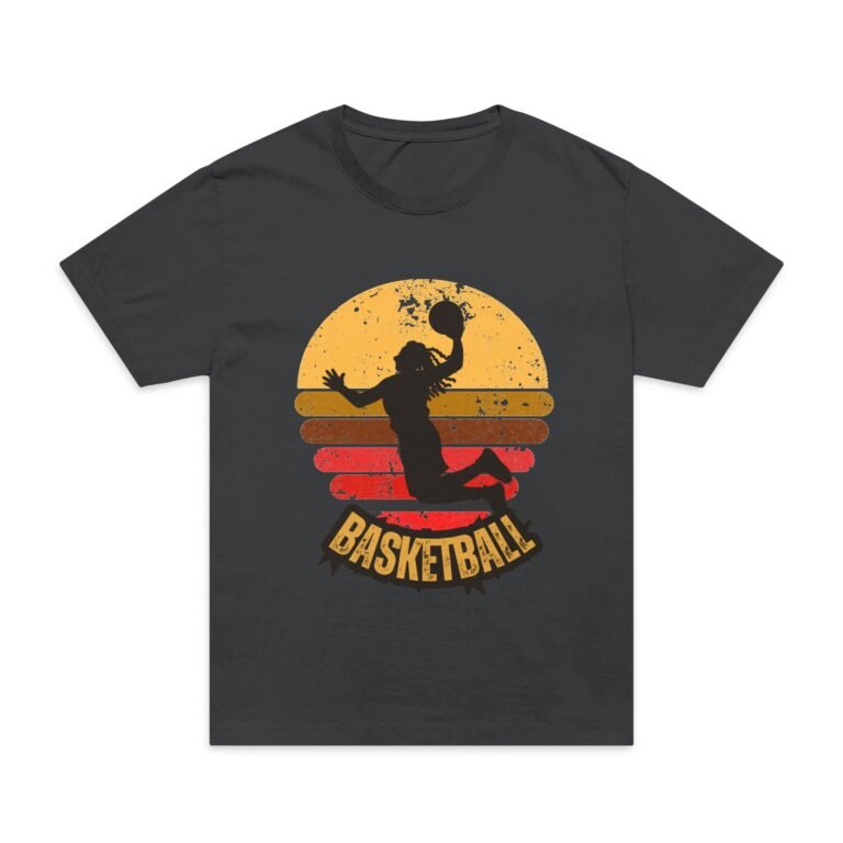 basketball retro sunset men's oversized t shirt — slam dunk player graphic tee