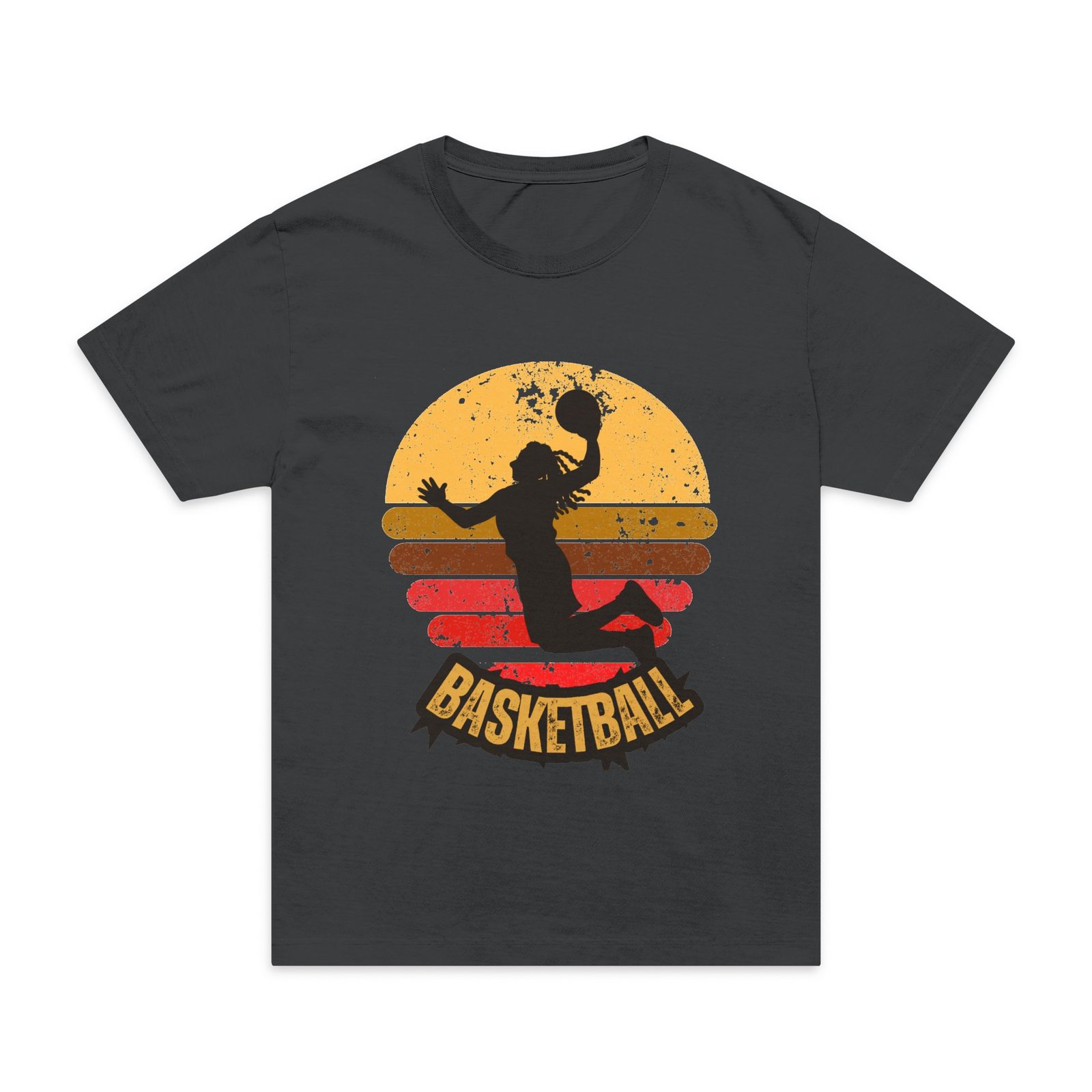 basketball retro sunset men's oversized t shirt — slam dunk player graphic tee