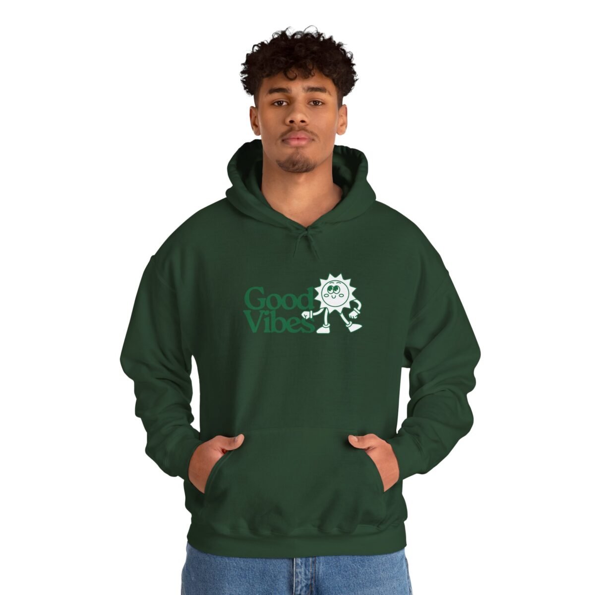 good vibes unisex hoodie — retro sunflower graphic hooded sweatshirt