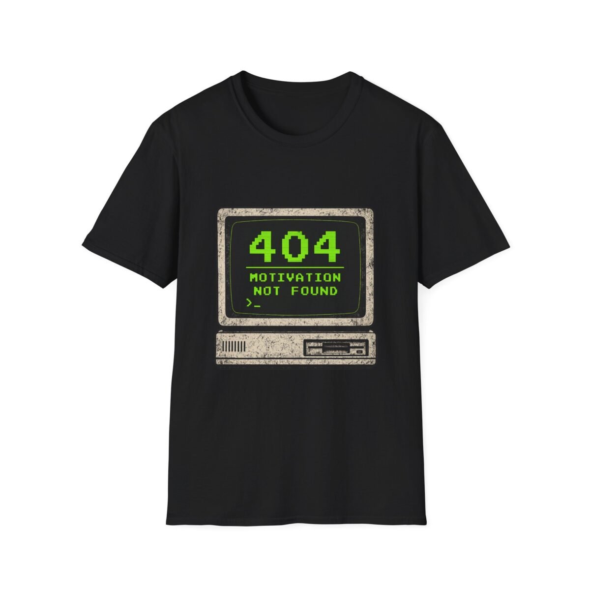 404 motivation not found unisex t shirt — retro computer graphic tee