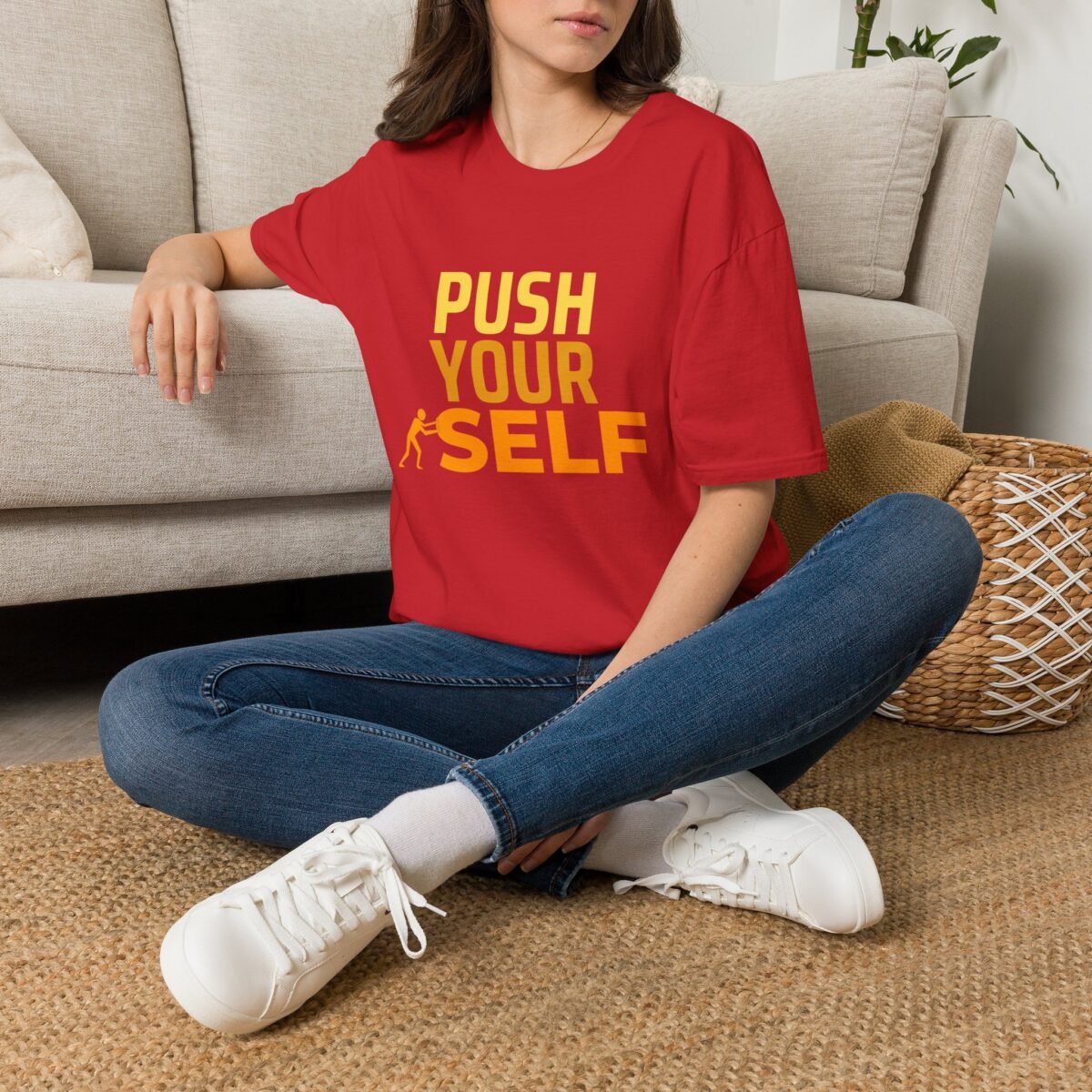 motivational unisex t shirt — "push yourself" athletic graphic tee