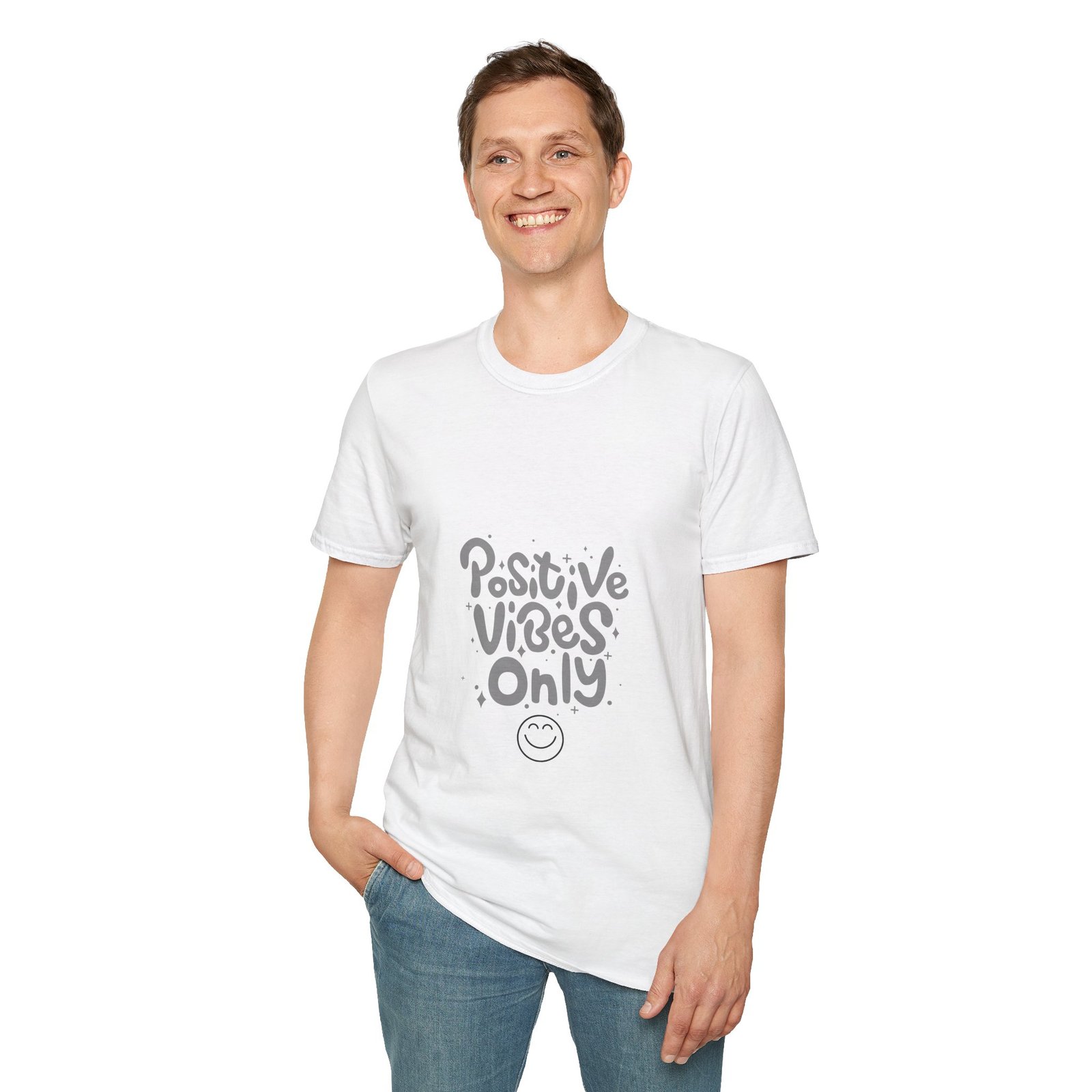 positive vibes only unisex t shirt — retro happy script tee