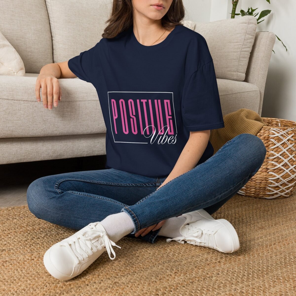 positive vibes unisex t shirt — retro pink box graphic tee