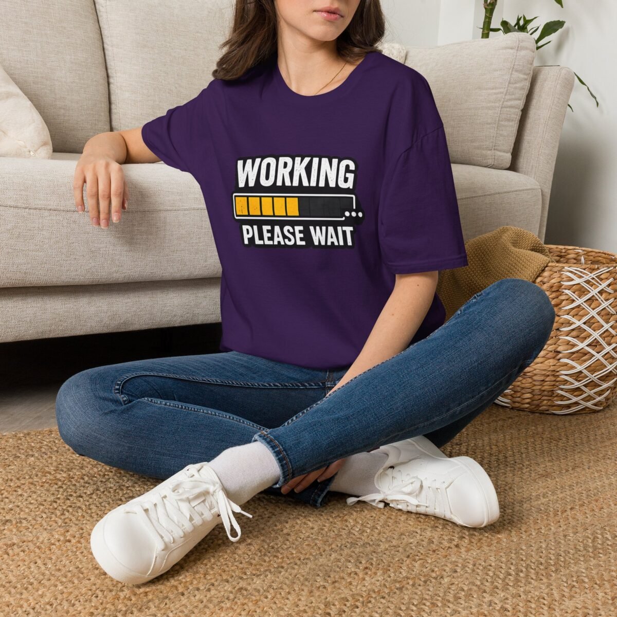 working please wait unisex t shirt — funny loading bar tee for remote workers & developers