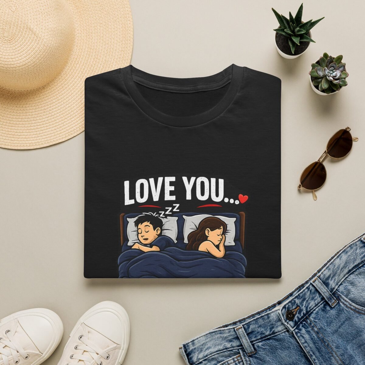 unisex t‑shirt — "love you… but move over" couples sleep humor tee
