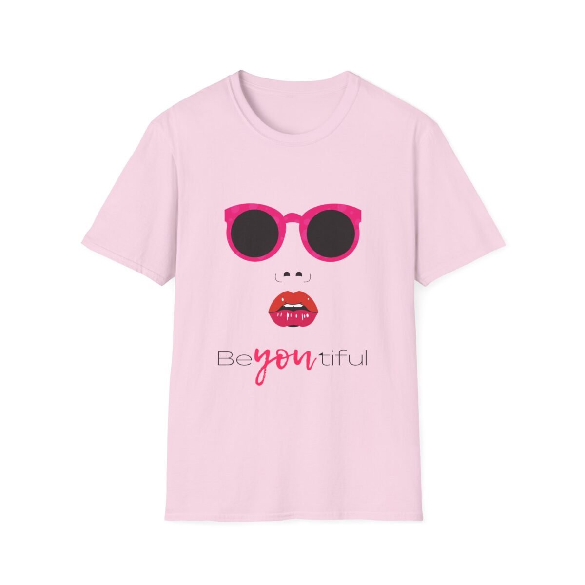 graphic women's t shirt — 'beyoutiful' pink sunglasses fashion tee