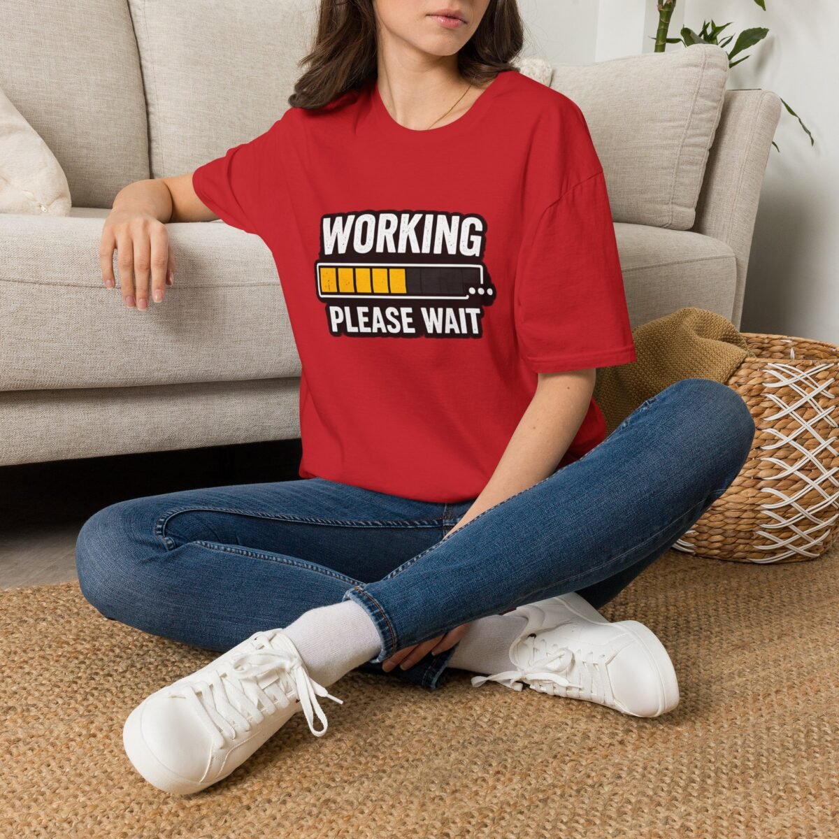 working please wait unisex t shirt — funny loading bar tee for remote workers & developers