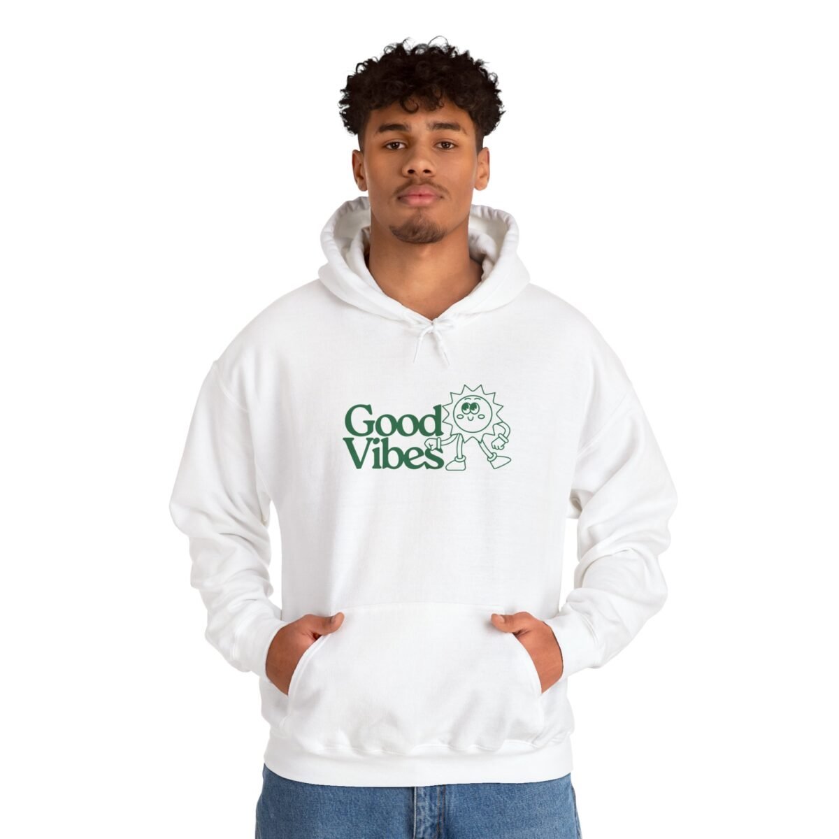 good vibes unisex hoodie — retro sunflower graphic hooded sweatshirt