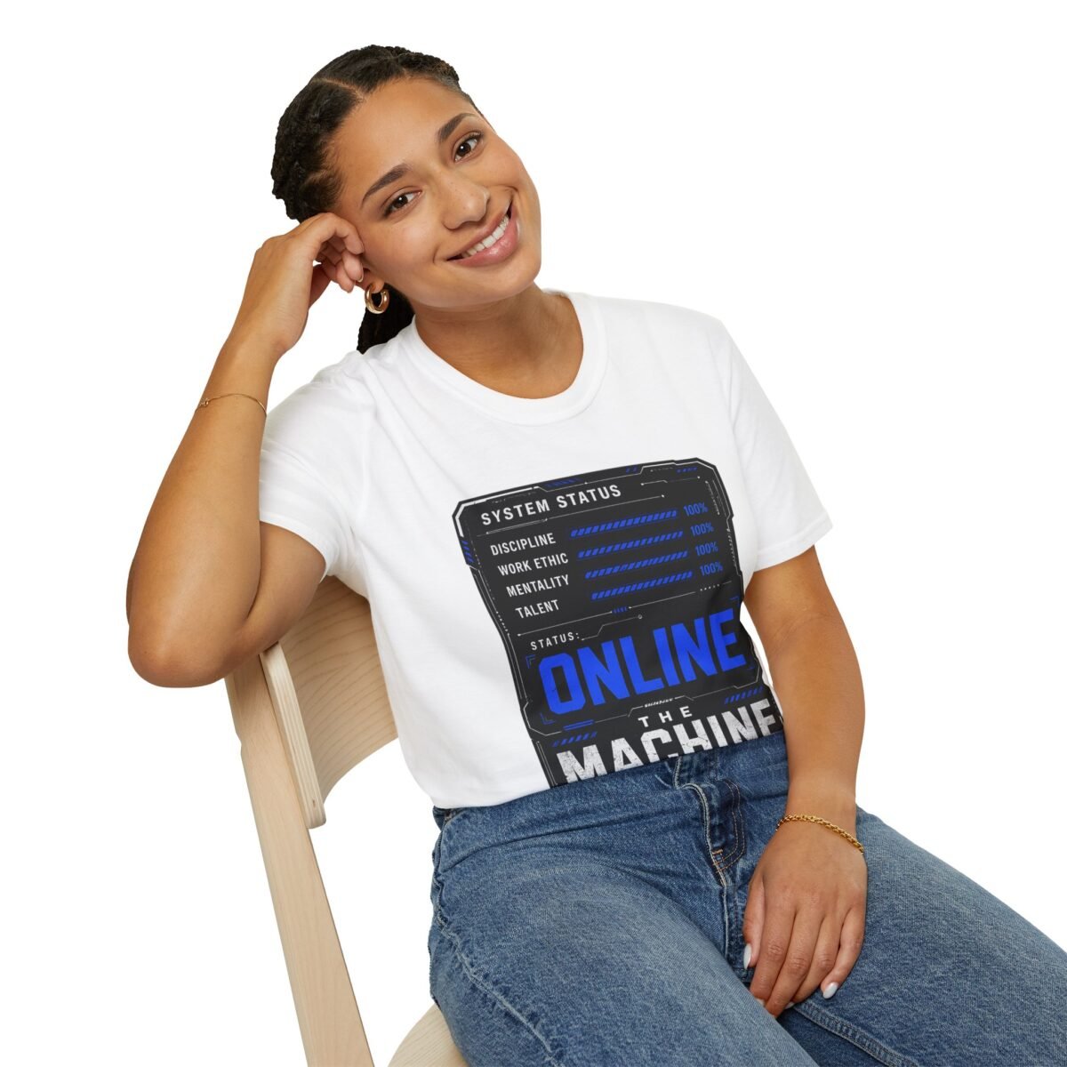system status 'online the machine' unisex t shirt — gamer / productivity tech tee