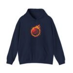 flaming cricket ball unisex hoodie — fire sports graphic sweatshirt