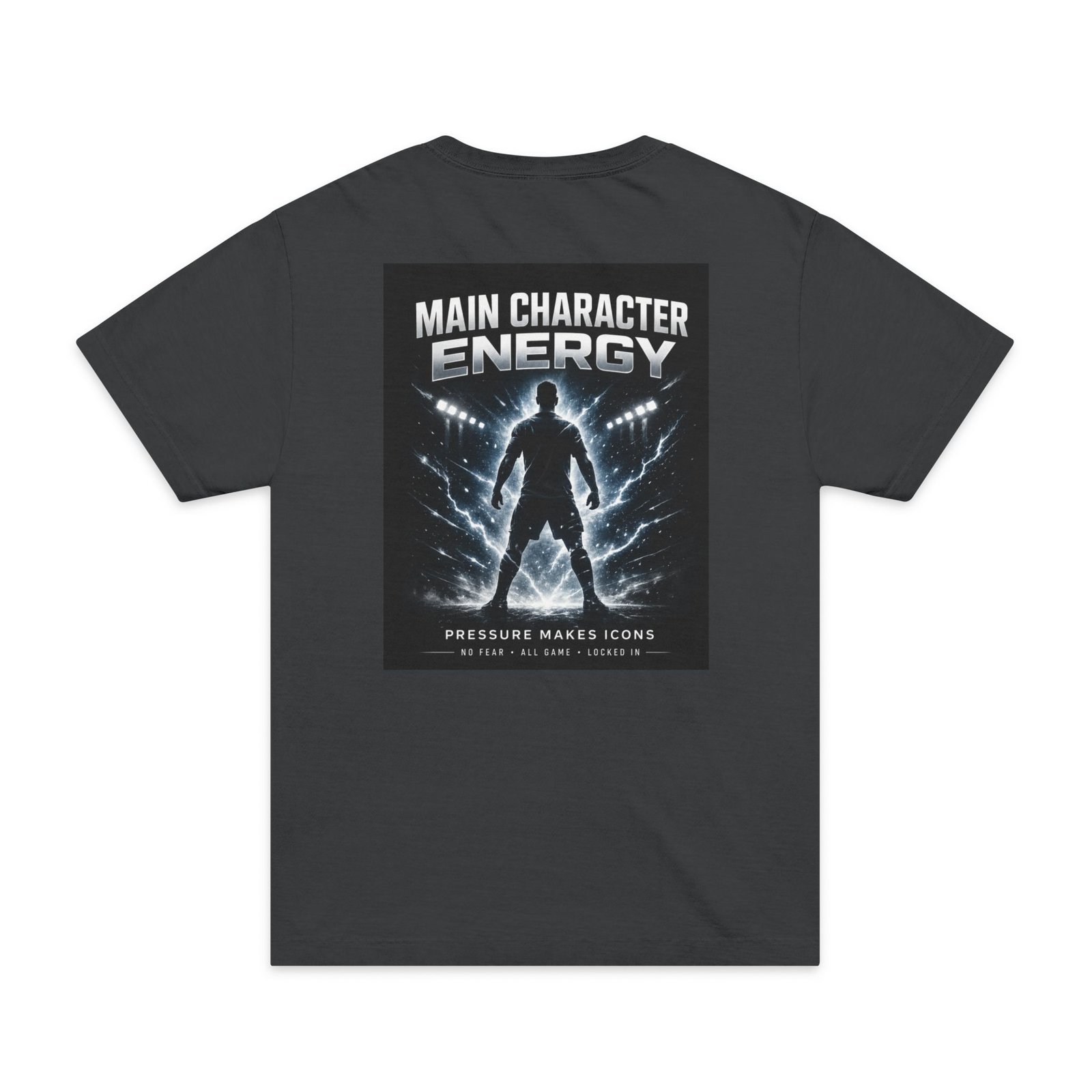 main character energy men's oversized t shirt — "main character energy" graphic tee (back print)