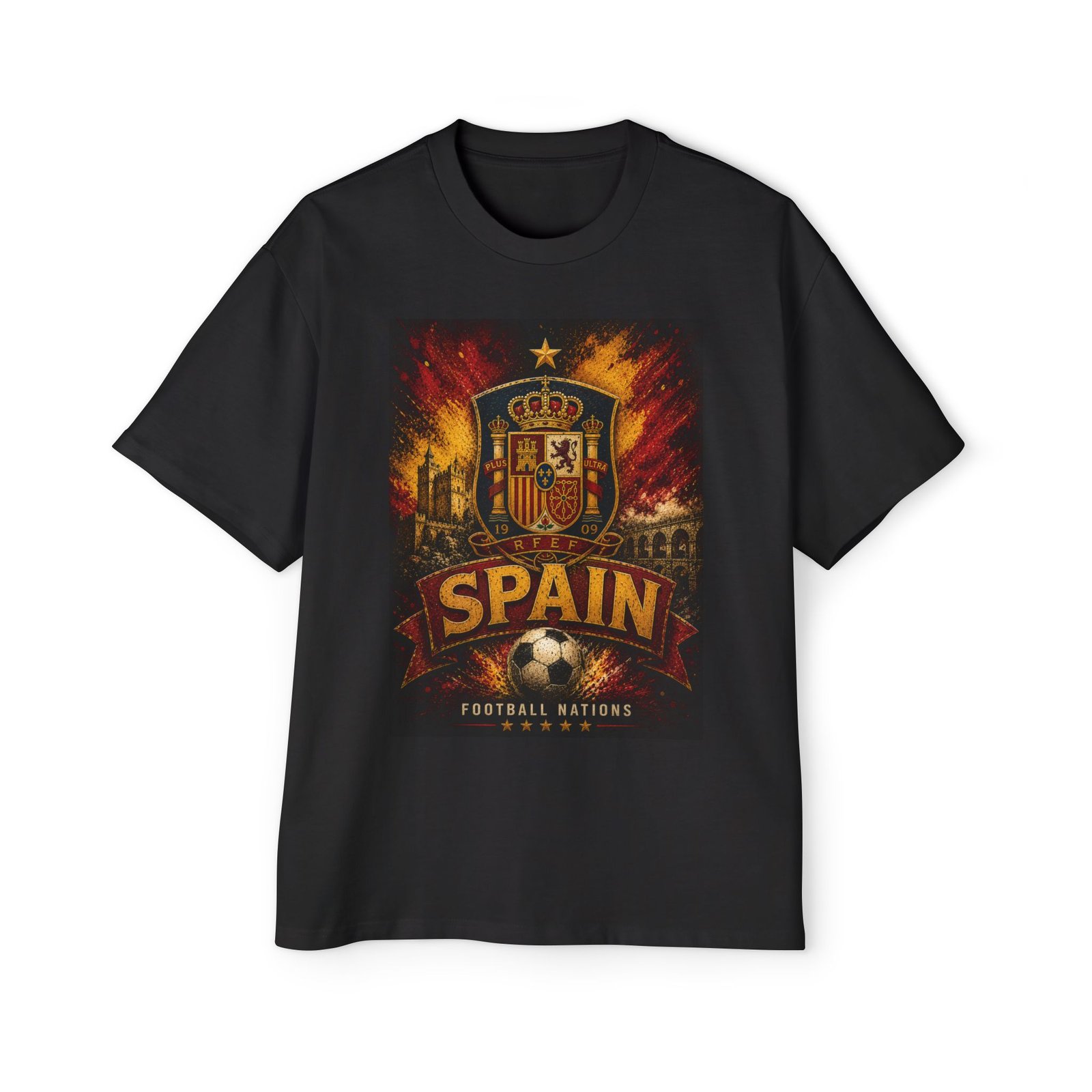 spain football tee — vintage spanish crest soccer men's oversized t shirt