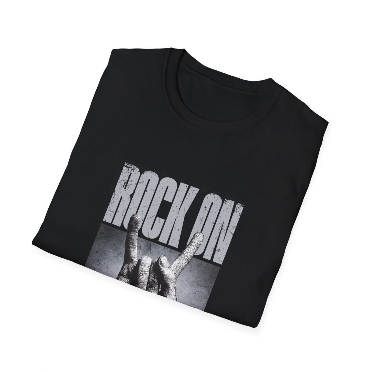 rock on unisex t‑shirt — retro hand sign graphic tee