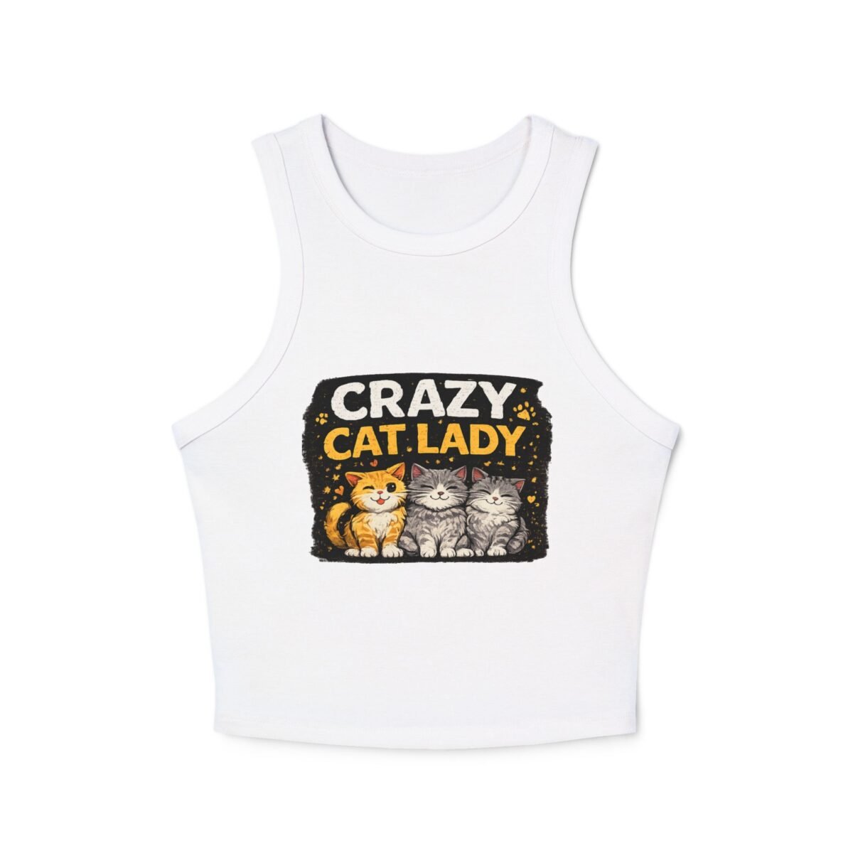 crazy cat lady crop tank top — women's ribbed racerback cat graphic