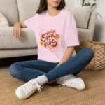 good vibes unisex t shirt — retro floral "keep breathing" graphic tee