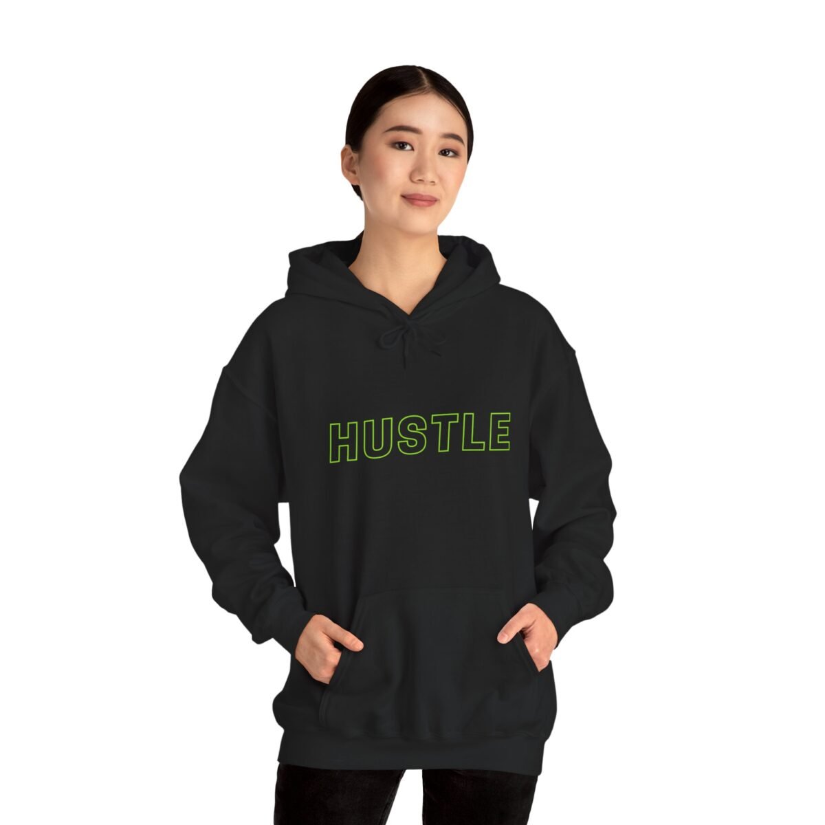 hustle unisex hoodie — neon outline motivational pullover