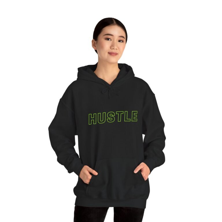 hustle unisex hoodie — neon outline motivational pullover