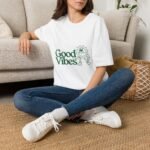 good vibes sun unisex t shirt — retro green positive graphic tee