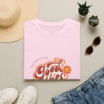 good vibes unisex t shirt — retro floral "keep breathing" graphic tee