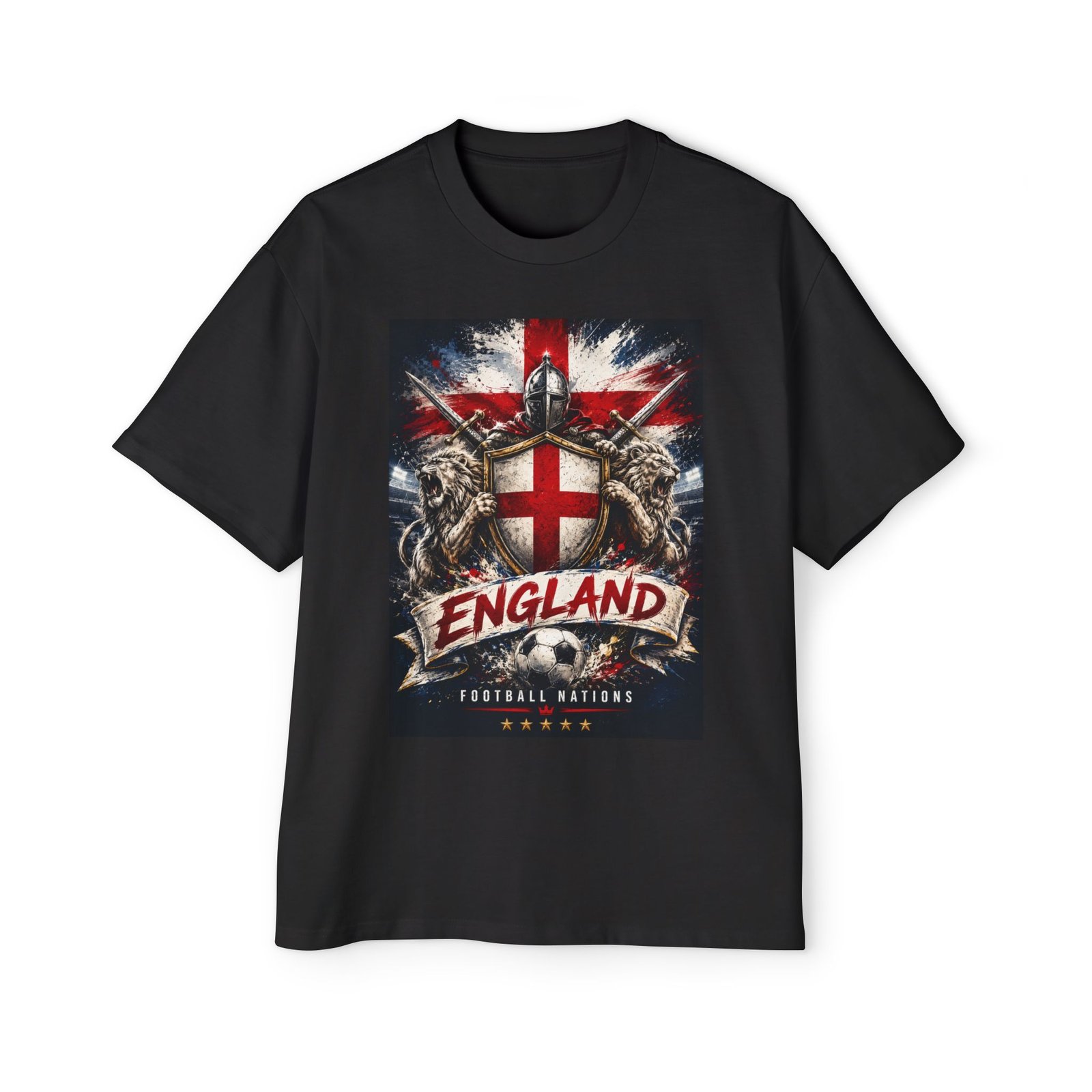 england football nation graphic tee — st. george cross soccer fan men's oversized shirt