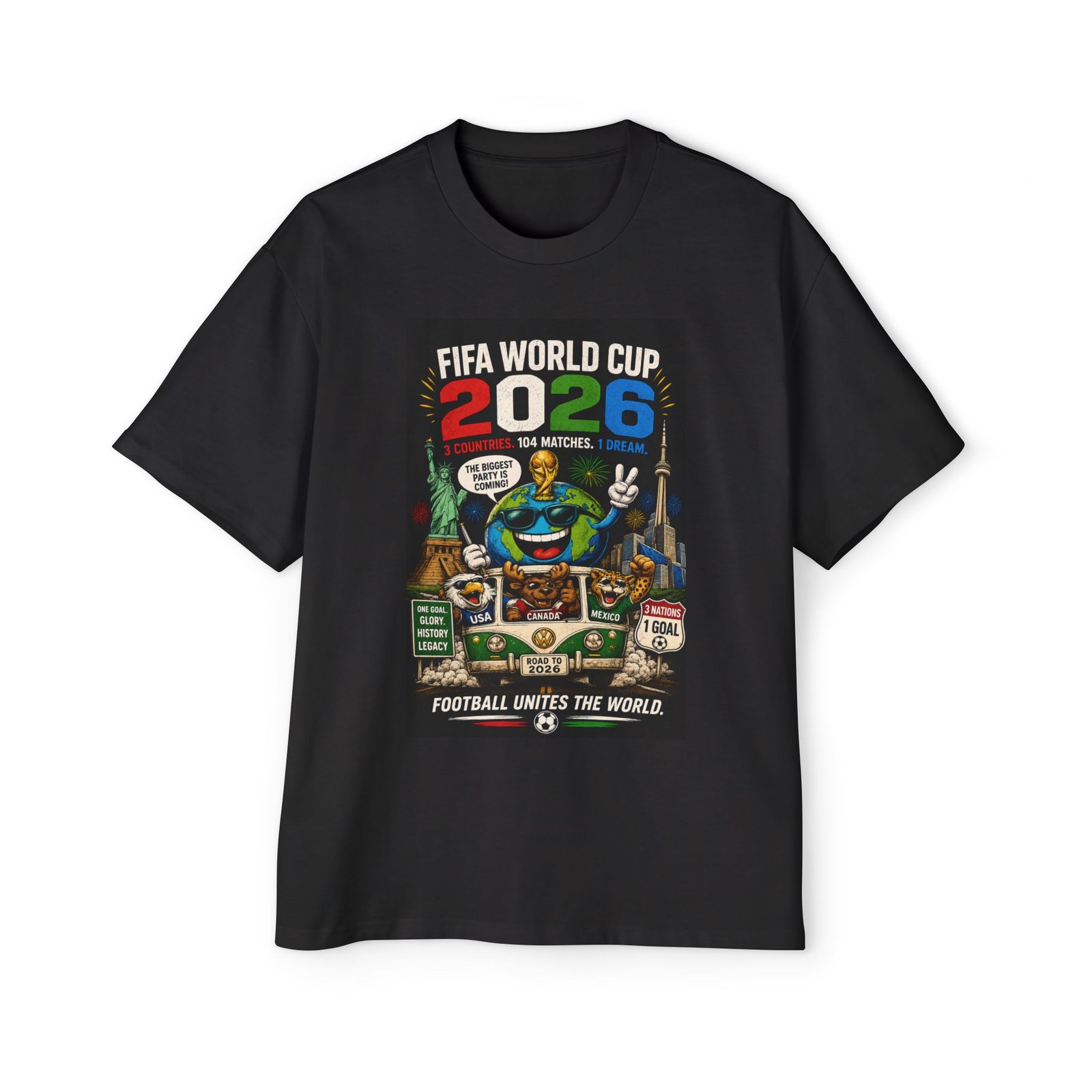 fifa world cup 2026 tee — football unites the world graphic men's oversized t shirt
