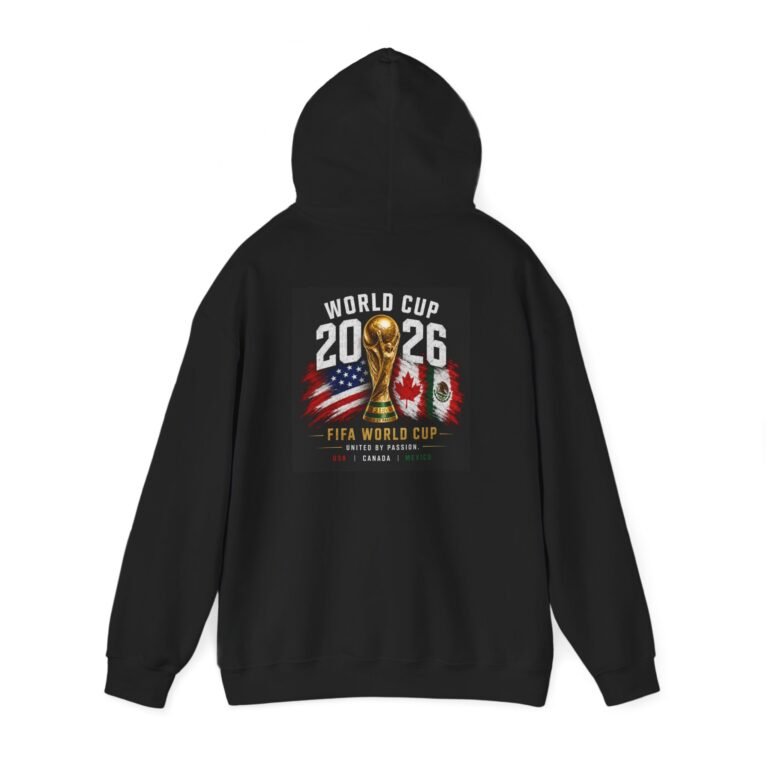 world cup 2026 unisex hoodie — fifa trophy with usa & canada flags