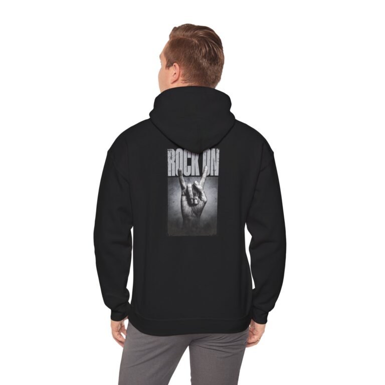 unisex hoodie 'rock on' hand sign graphic pullover