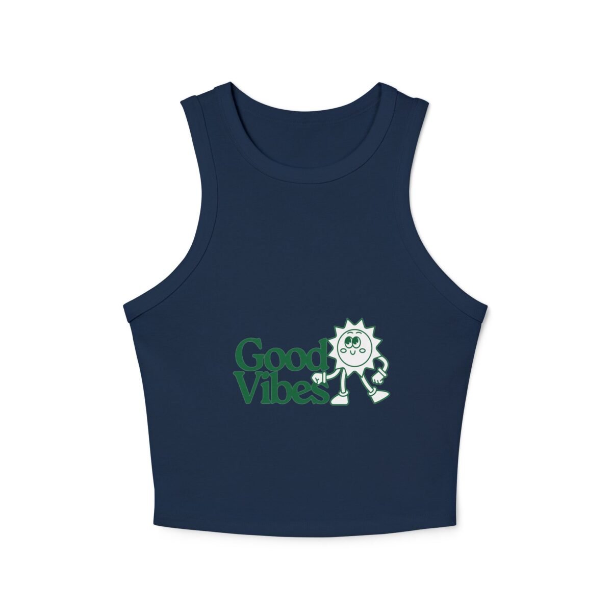 good vibes sun racer tank — women's cute graphic womens crop tank top