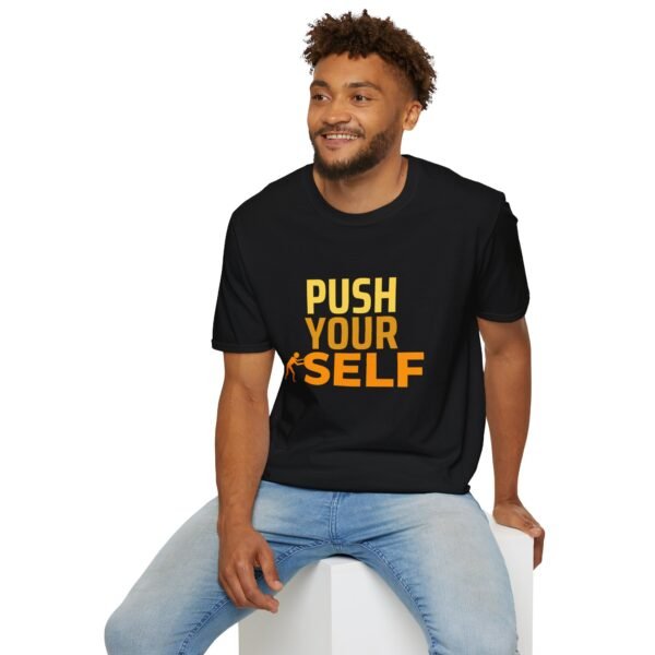 motivational unisex t shirt — "push yourself" athletic graphic tee