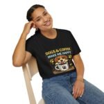 dogs & coffee make me happy unisex t shirt — cute puppy paw coffee tee