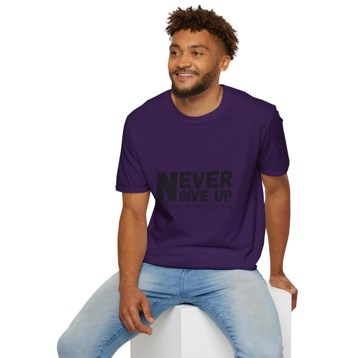 never give up unisex t shirt — inspirational "nothing is impossible" motivational tee
