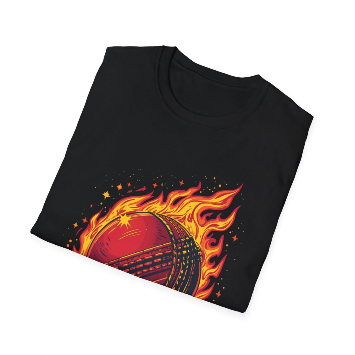 flaming cricket ball unisex t shirt — bold sports graphic tee