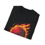 flaming cricket ball unisex t shirt — bold sports graphic tee