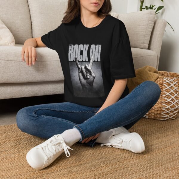 rock on unisex t‑shirt — retro hand sign graphic tee