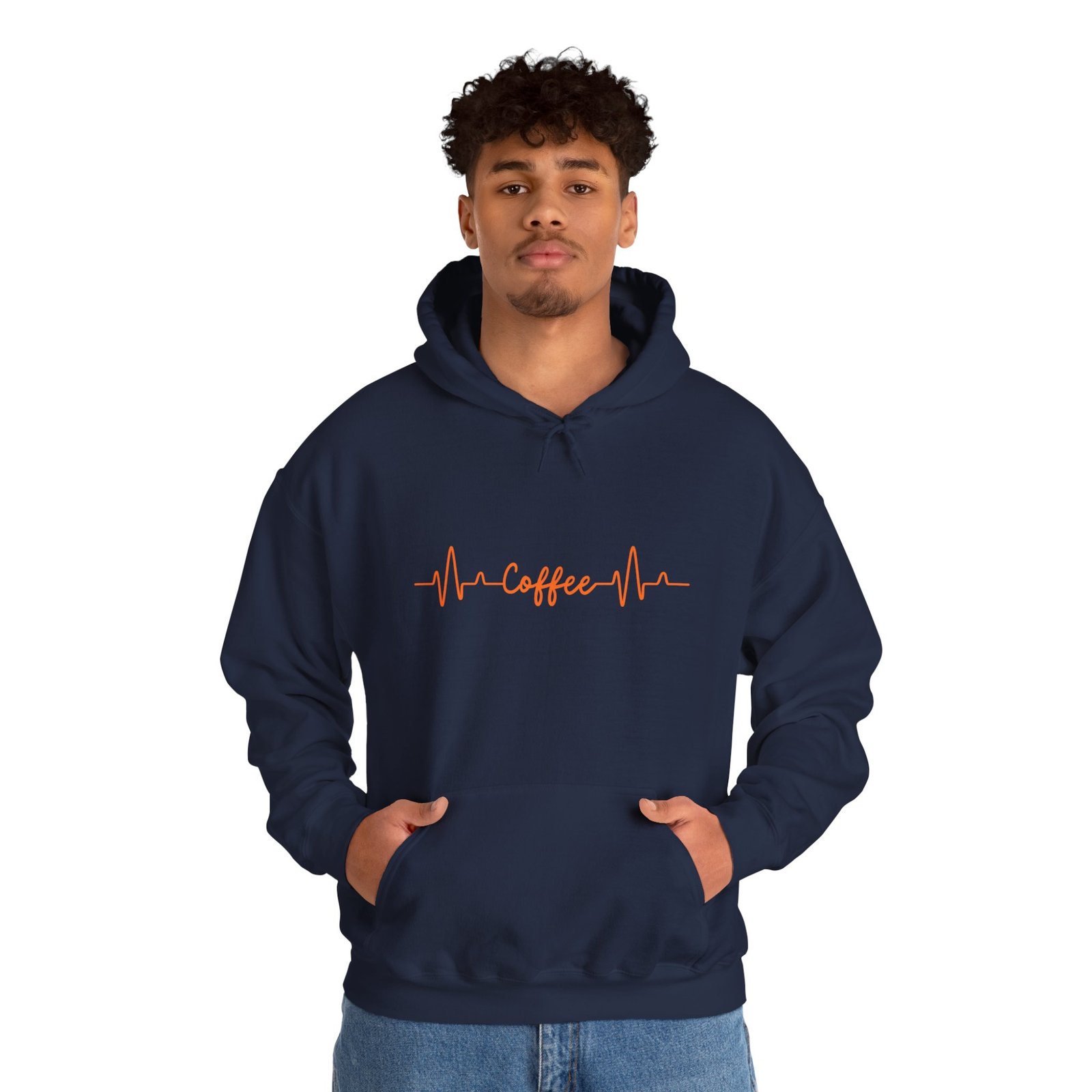 coffee heartbeat unisex hoodie — minimalist coffee ecg pullover
