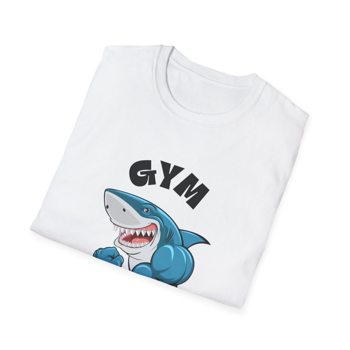 gym lover unisex t‑shirt — funny muscular shark gym workout tee