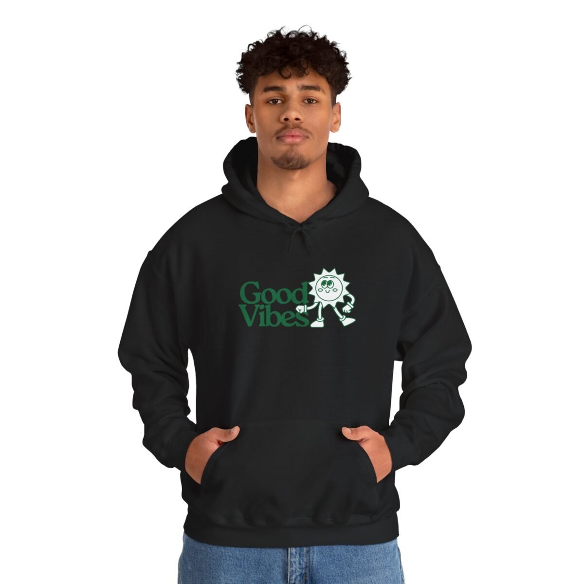 good vibes unisex hoodie — retro sunflower graphic hooded sweatshirt