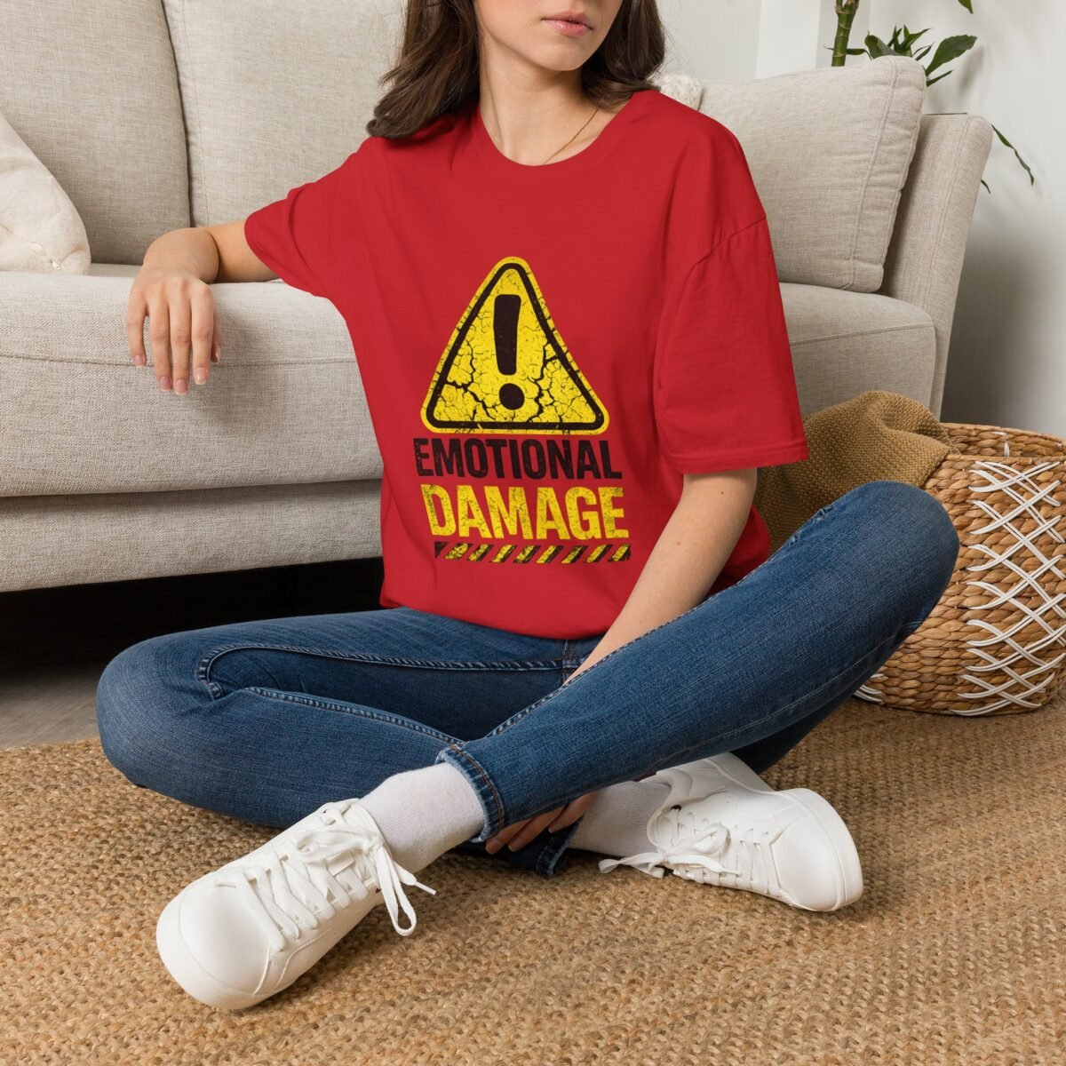 emotional damage unisex t shirt — warning sign graphic tee