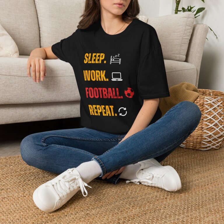 sleep. work. football. repeat. unisex t shirt — men’s soccer fan casual tee