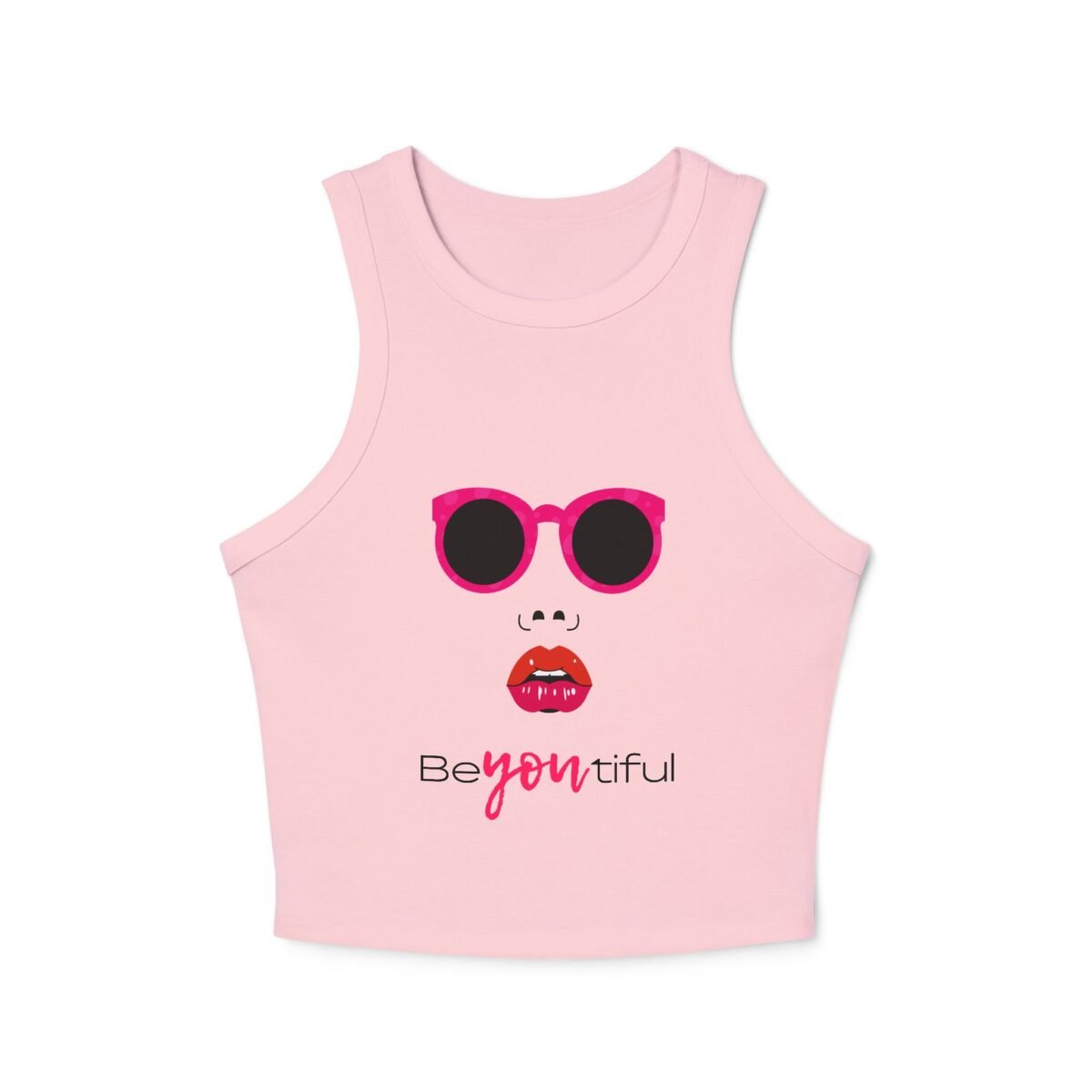 beyoutiful sunglasses & lips racer women's tank crop top