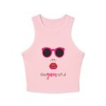 beyoutiful sunglasses & lips racer women's tank crop top
